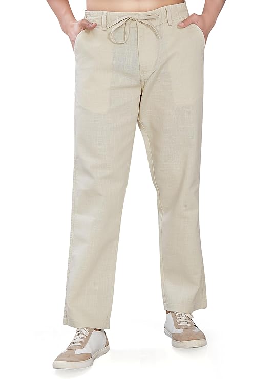 DIVISIVE Men's Relaxed Fit Cotton Linen Trousers