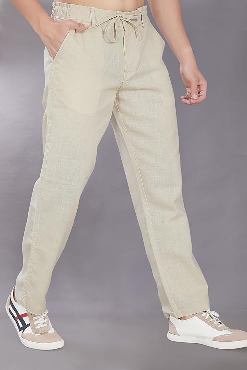 DIVISIVE Men's Relaxed Fit Cotton Linen Trousers - Image 3